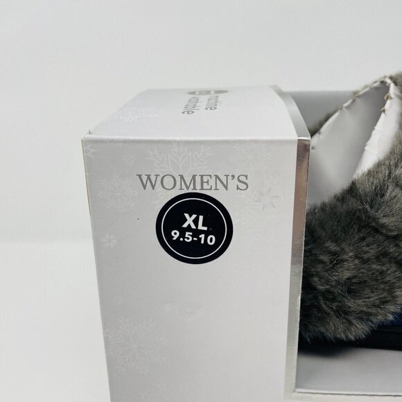 Isotoner Womens Size 9.5/10 Velour Clog Slippers Faux-Fur Trim in Blue $40 135 - Picture 7 of 8